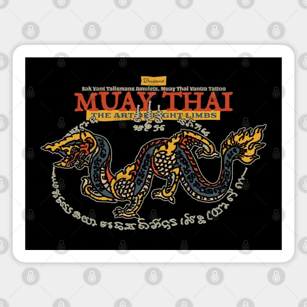 Vintage Muay Thai Tattoo The Serpent Magnet by KewaleeTee